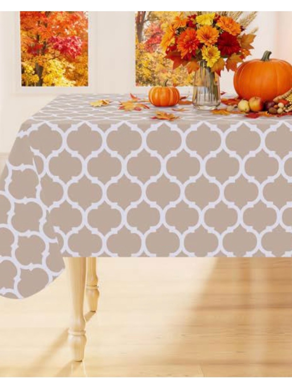Vinyl Khaki Tablecloth – Fall Home Dining